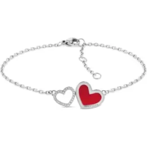 Image of Ladies Tommy Hilfiger Red Enamel Heart Bracelet
