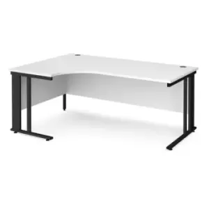 Image of Office Desk Left Hand Corner Desk 1800mm White Top With Black Frame 1200mm Depth Maestro 25 MCM18ELKWH