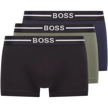 Image of Hugo Boss 3 Pack Organic Trunks Black/Khaki/Navy Size L Men