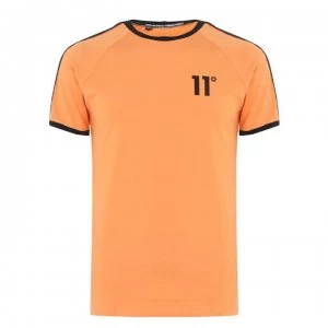 Image of 11 Degrees Taped Ringer T Shirt - Blaze Orange