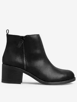 Image of Yours Extra Wide Fit Side Zip Block Heel Black, Size E, Women