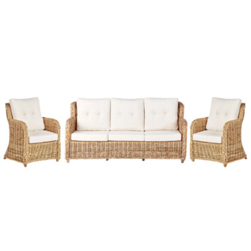 Image of Beliani Garden Sofa Set 5 Seater Alessano Rattan Natural