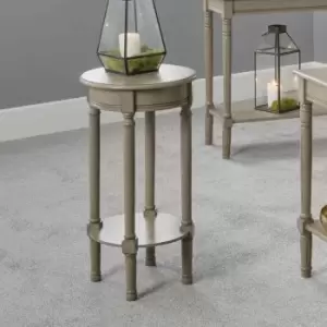 Image of Taupe Pine Wood Round Accent Table K/D