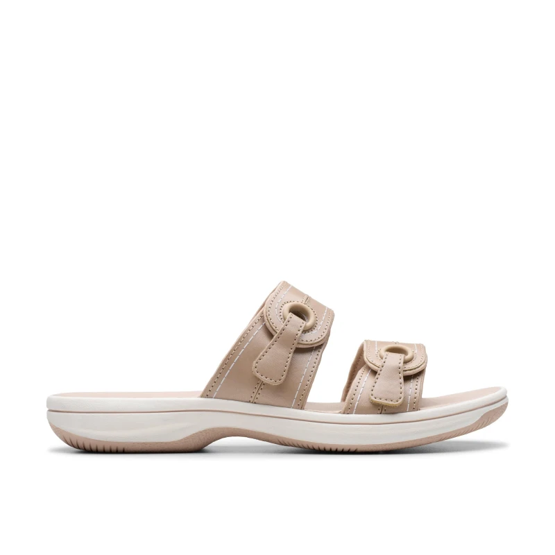 Image of Clarks Brinkley Maye Sand Flat Sandals Beige