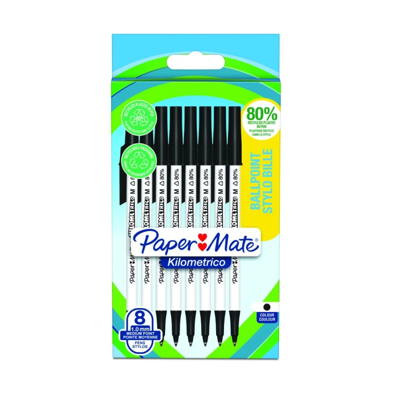 Image of Newell Brands Paper Mate Kilometrico Ballpen BK PK8
