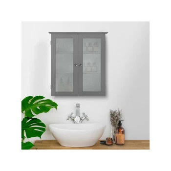 Image of Teamson Home - Bathroom Connor Wall Cabinet with 2 Glass Doors Grey EHF-581G - Grey
