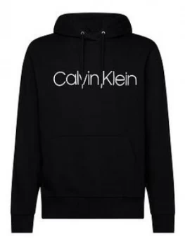 Image of Calvin Klein Cotton Logo Overhead Hoodie - Black