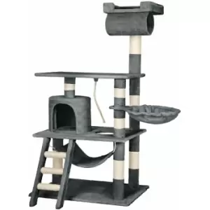 Image of Tectake - Cat tree scratching post Stokeley - cat scratching post, cat tower, scratching post - grey
