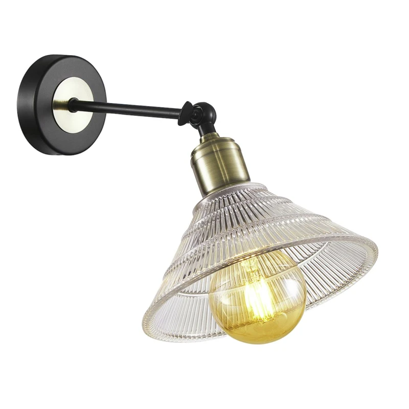 Image of Happy Homewares Modern Industrial Switched Wall Light Fitting with Adjustable Shade in Clear Clear Unisex