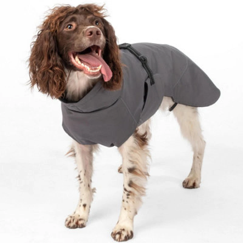 Image of Bunty Downpaw Dog Coat - Adjustable Fleece Lined Jacket With Reflective Piping - Harness Hole - For All Breeds - X-Large, Grey
