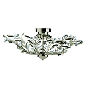 Image of 6 Light Flush Multi Arm Ceiling Light Antique Brass, Crystal, G9