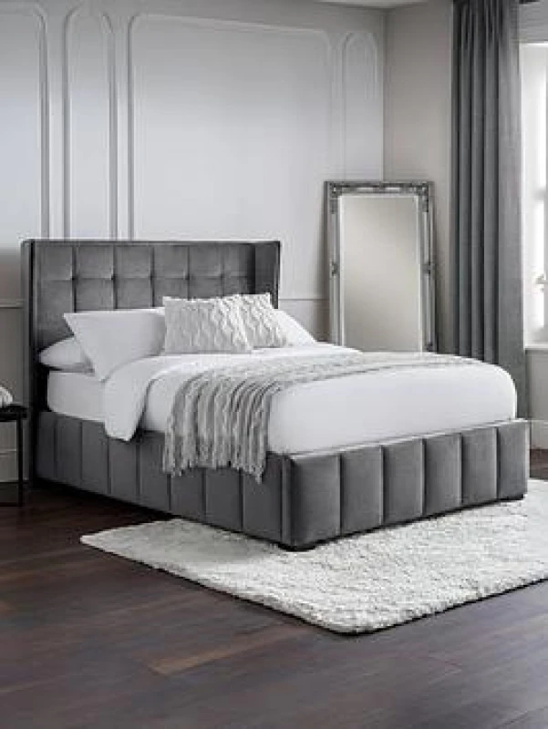 Image of Julian Bowen Gatsby Light Grey Fabric Bed Frame - 4ft6 Double