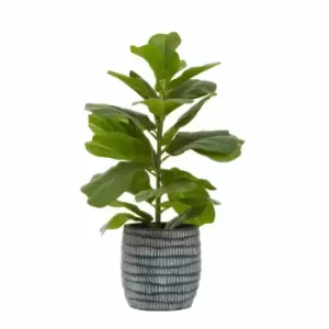 Image of Interiors By Ph Faux Ficus Tree In Cement Pot Black/White Stripe