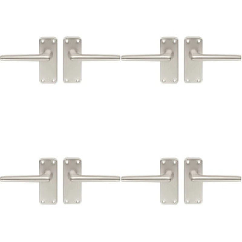 Image of Loops 4x PAIR Straight Tapered Handle on Latch Backplate 102 x 41mm Satin Aluminium Multi