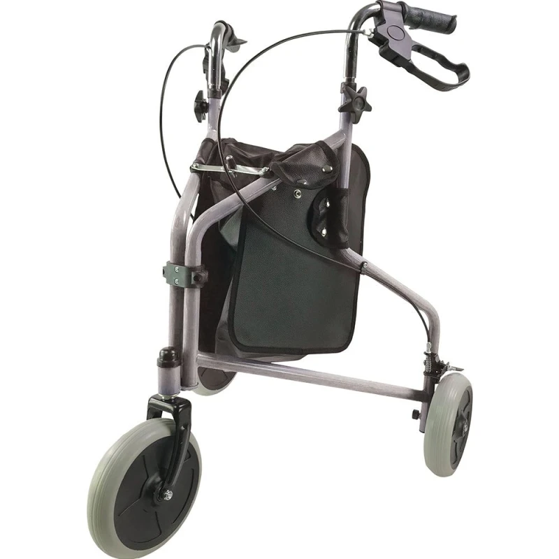 Image of Loops Silver Three Wheeled Steel Tri-Walker - Height Adjustable - 115kg Weight Limit Metallics