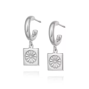 Image of Daisy London Jewellery 925 Sterling Silver Daisy Bloom Drop Earrings Sterling Silver