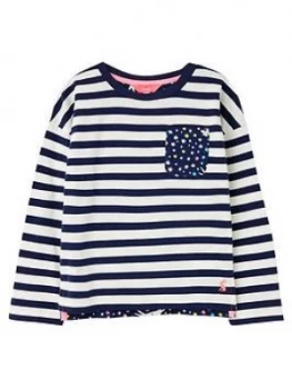 Image of Joules Girls Bliss Stripe Long Sleeve Top - Navy