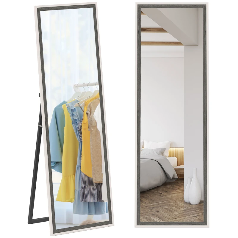 Image of HOMCOM HOMCOM 163 x 53cm Full Length Mirror with Frame for Living Room in Grey Grey One Size Unisex 5063603035881