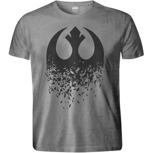 Image of Star Wars - Episode VIII Rebel Logo Splintered Unisex Small T-Shirt - Grey