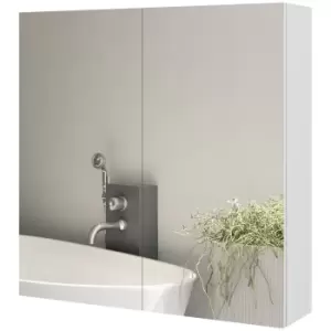 Image of kleankin Bathroom Mirror Cabinet, Wall Mounted Bathroom Storage Cupboard with Adjustable Shelf, 60W x 15D x 60Hcm, High Gloss White
