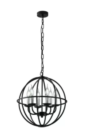 Image of GLITTER 6 Light Wire Frame Pendant Ceiling Light BlacK9 K9 Crystals 42cm