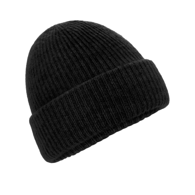 Image of Beechfield Beechfield Men Cosy Ribbed Marl Beanie in Black One Size Male 5063238297357