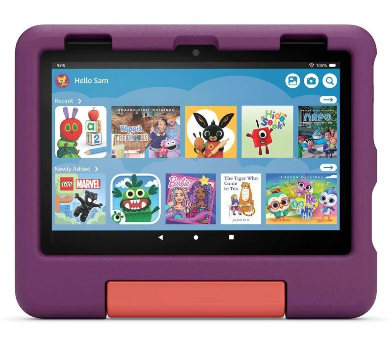 Image of Amazon Fire HD 8" Kids (ages 3-7) Tablet (2024) - 32 GB, Grape, Purple 840414624238