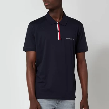 Image of Tommy Hilfiger Mens Global Stripe Placket Polo Shirt - Desert Sky - M
