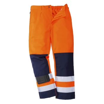 Image of Portwest Seville Hi Vis Work Trousers Orange / Navy M