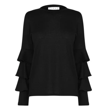 Image of Linea Ruffle Sleeve Loungewear Jumper - Black