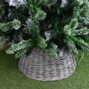 Image of 28cm x 58cm Medium Willow Christmas Tree Skirt With A Grey Wash