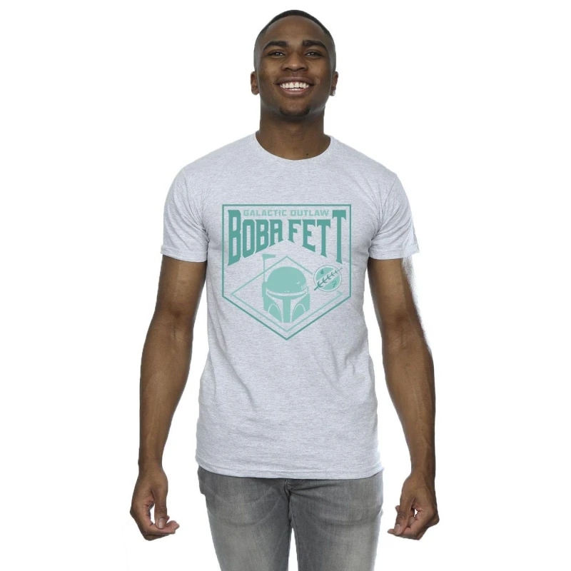 Image of Star Wars Star Wars Men The Book Of Boba Fett Galactic Helm Chest T-Shirt in Grey Size: Small Grey S Male 5059934336308