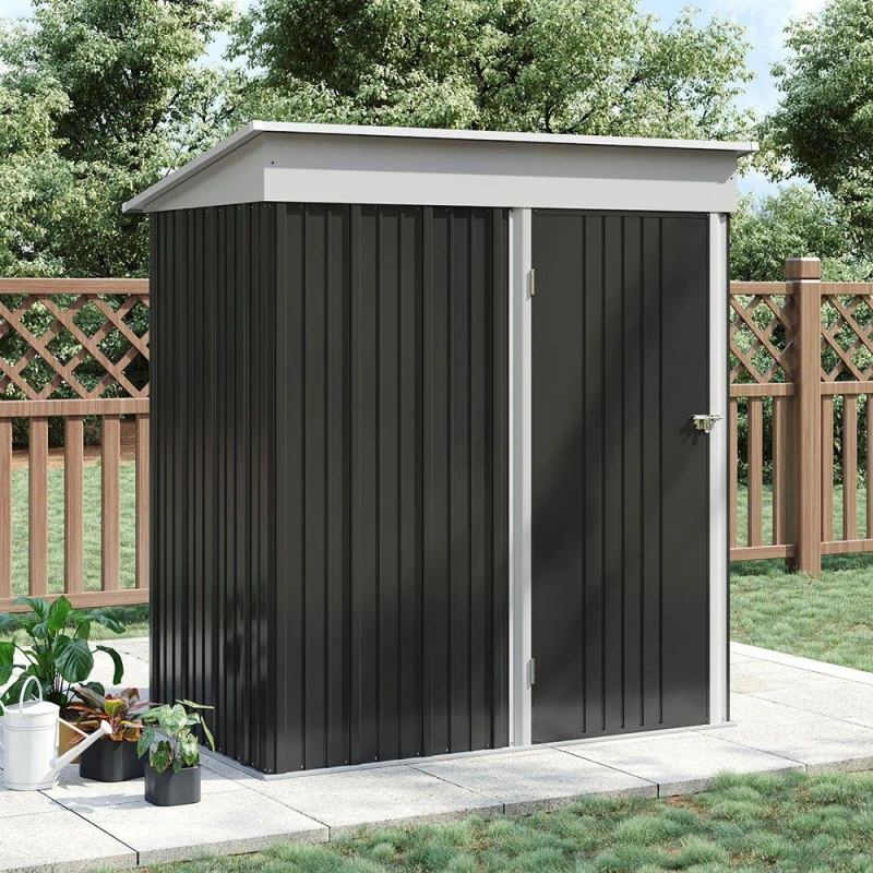 Image of Breeins 3x5fts Metal Shed with Shelves Charcoal Black L