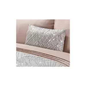 Image of Charleston Glitter Sequins Duvet Cover Set Bedding Range Blush 1 x Filled Boudoir Cushion - Blush