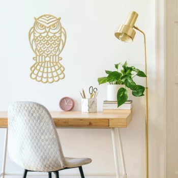 Image of Owl2 Metal Decor - Gold Gold Decorative Metal Wall Accessory