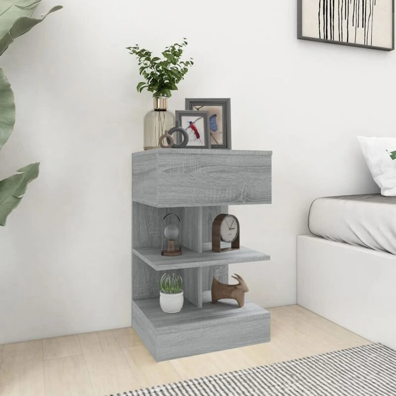 Image of Vidaxl Bedside Cabinets 2 Pcs Grey Sonoma 40X35X65cm Engineered Wood, Grey 816044