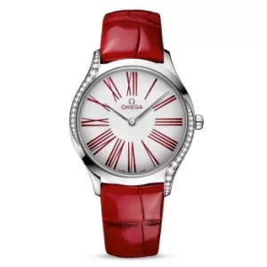 Image of Omega De Ville Tresor Ladies Red Leather Strap Watch