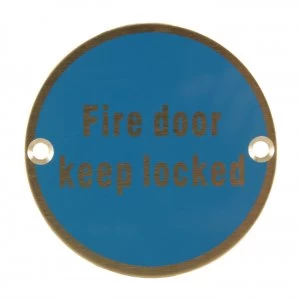 Image of Satin Stainless Steel 76mm Fire Door Keep Locked Door Sign