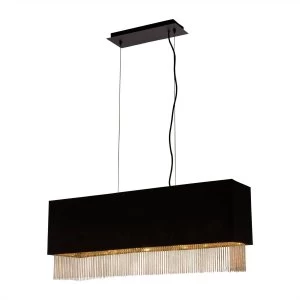 Image of 4 Light Bar Pendant Matt Black Shade, Gold, E27