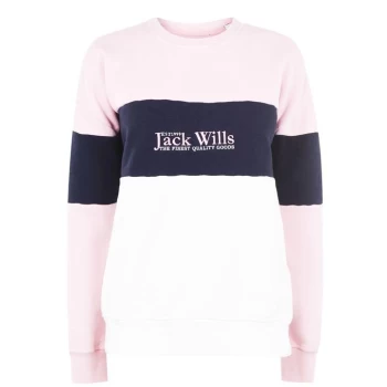 Image of Jack Wills Chistle Panel Crew Neck Sweatshirt - Pink