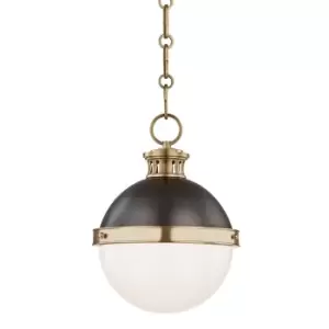 Image of Latham 1 Light Small Pendant Black, Gold, Glass