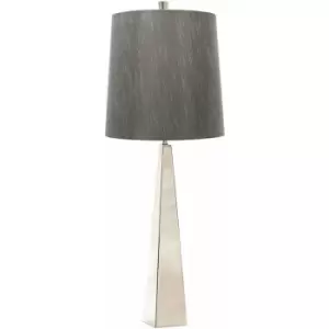 Image of Loops - Square Table Lamp Dark Grey Shade Highly Polished Nickel LED E27 60W