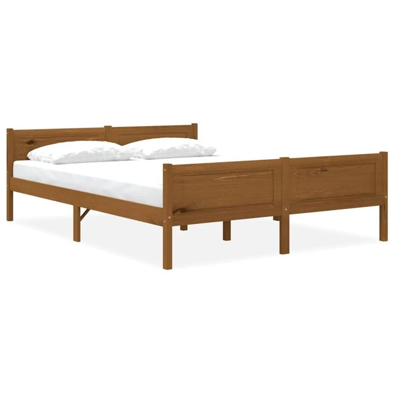Image of Vidaxl Bed Frame Solid Pinewood Honey Brown 140X200 Cm, Brown 322113