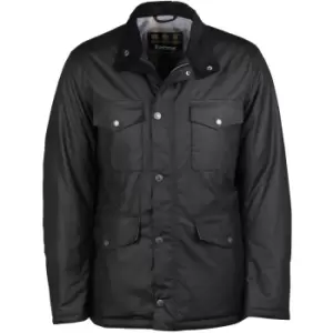 Image of Barbour Mens Bainbridge Wax Jacket Black/Grey Stone Tartan Medium