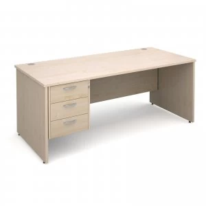 Image of Maestro 25 PL Straight Desk With 3 Drawer Pedestal 1800mm - Maple pane