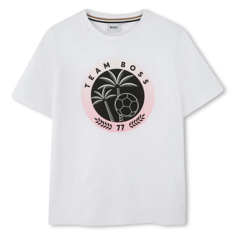 Image of Boss Kids Palm Logo T-Shirt Regular Fit T-Shirts 4Y White 59239201135