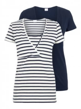 Image of Stripe & Navy Maternity Top 2 Pack - 10