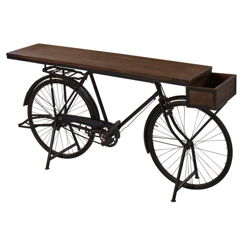 Image of Jaipur Furniture Ltd Wow Retro Bicycle Table - Mango Wood - L40 x W198 x H102cm in Brown Brown Unisex