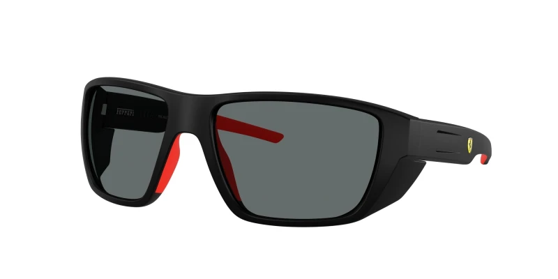 Image of Ferrari Scuderia Man Ferrari Scuderia FZ6012U 504/81 Sunglasses Injected Black Grey Squared Polarized Black Sunglasses Man Injected