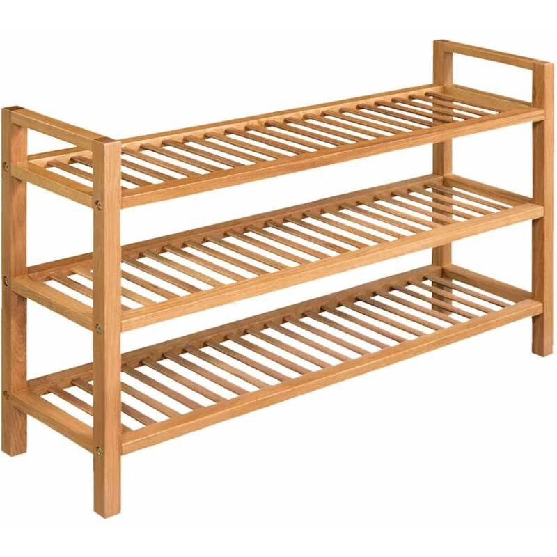 Image of VIDAXL Vidaxl - Shoe Rack with 3 Shelves 100x27x60cm Solid Oak Wood 8718475530787